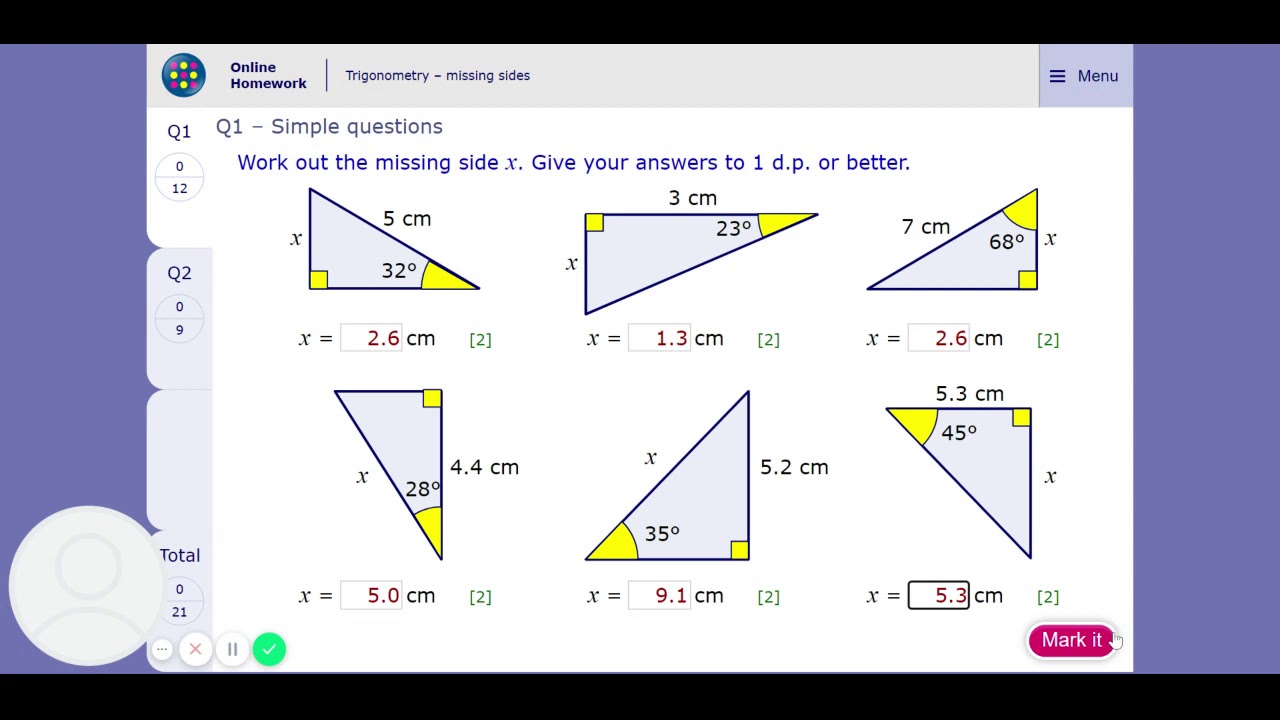 MyMaths Tutorial Trigonometry missing sides - YouTube