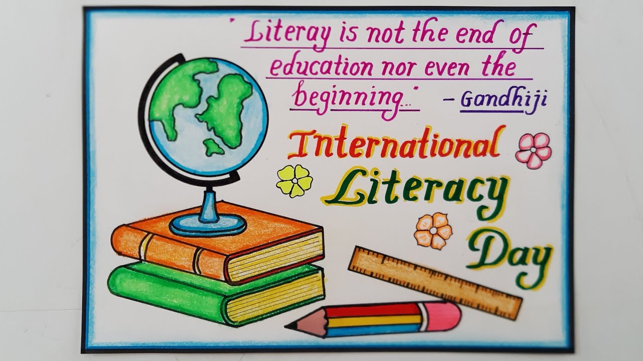 International Literacy Day Drawing / World Literacy Day Poster Drawing /  Literacy Day Drawing - YouTube