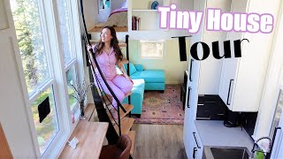 A TOUR OF MY TINY HOUSE! | Dream Tiny Home  Double Lofts, Spiral Staircase, Bathtub, Furnished!