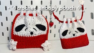 how to crochet a snoopy drawstring bag - beginner friendly ♡