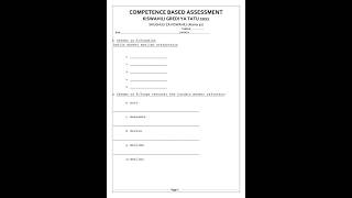 Grade 3 Kiswahili Language Activities End of Term 2 2025 Exam