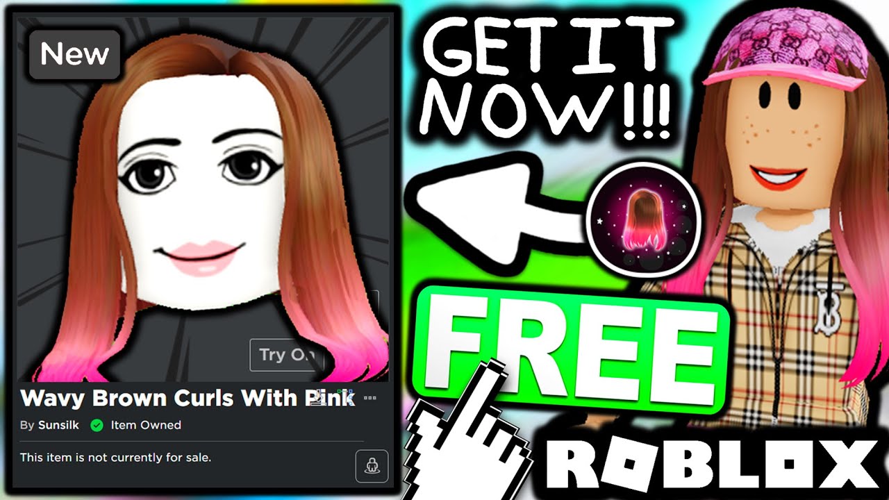 Black&Pink Lush Wavy Hair w/ Bangs - Roblox