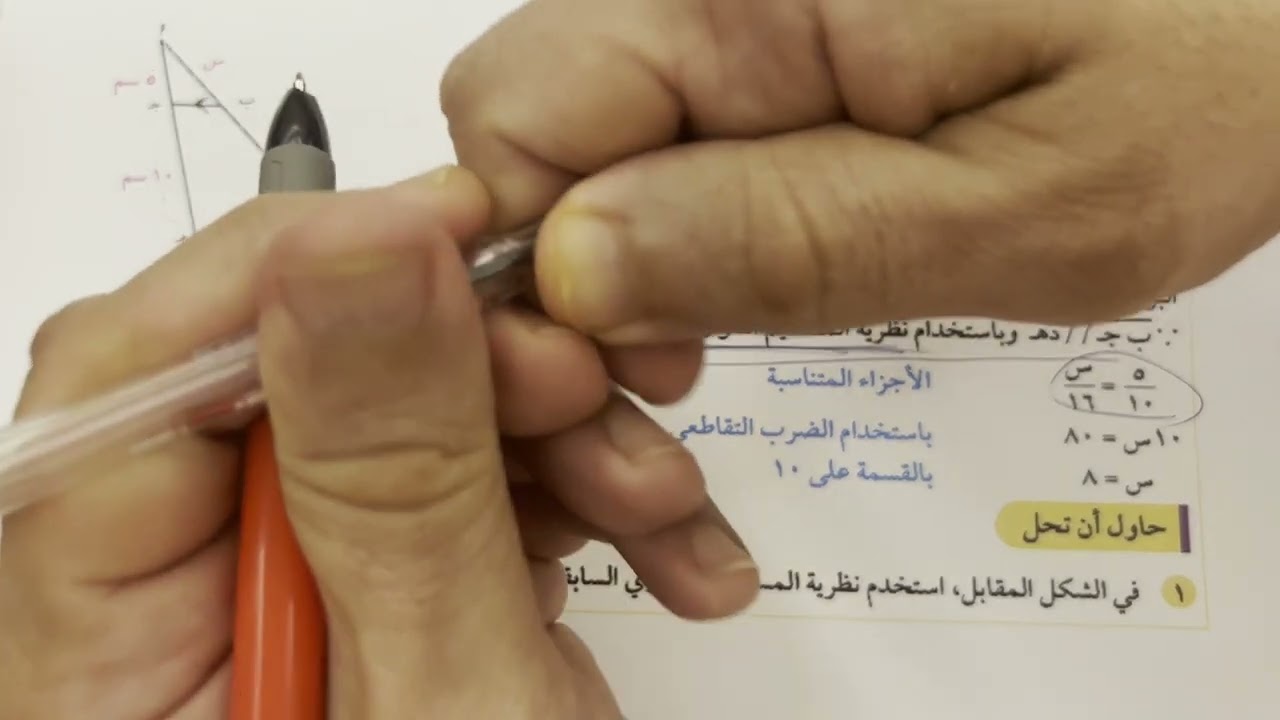 الصف العاشر الفصل الاول بند (٤-٤) التناسبات والمثلثات المتشابهة