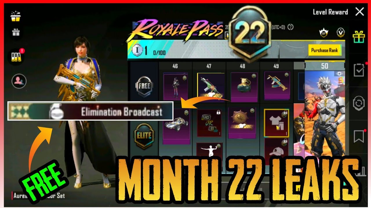 Next Month 22 Royal pass Leaks Pubg Mobile | 1rp to 50rp Rewards | FREE Granade skin With Kill Feed