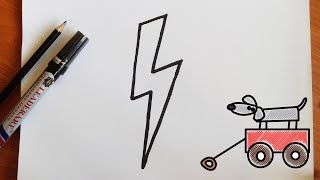 رسم علامة البرق بطريقة سهلة | تعلم الرسم للاطفال | رسم البرق