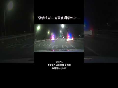 중앙선 넘고 경광봉 휘두르고