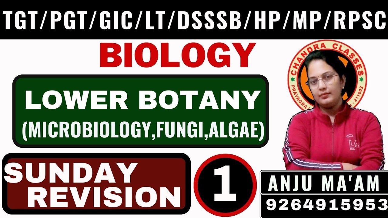 SUNDAY REVISION 1 #PRACTICE SESSION OF LOWER BOTANY#TGT#PGT#LT#KVS#NVS || ANJU MAAM #CHANDRA BIOLOGY