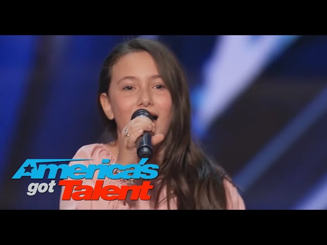 Golden Buzzer: 10-Year-Old Roberta Battaglia Sings Lady Gaga's Shallow - America's Got Talent 2020 class=