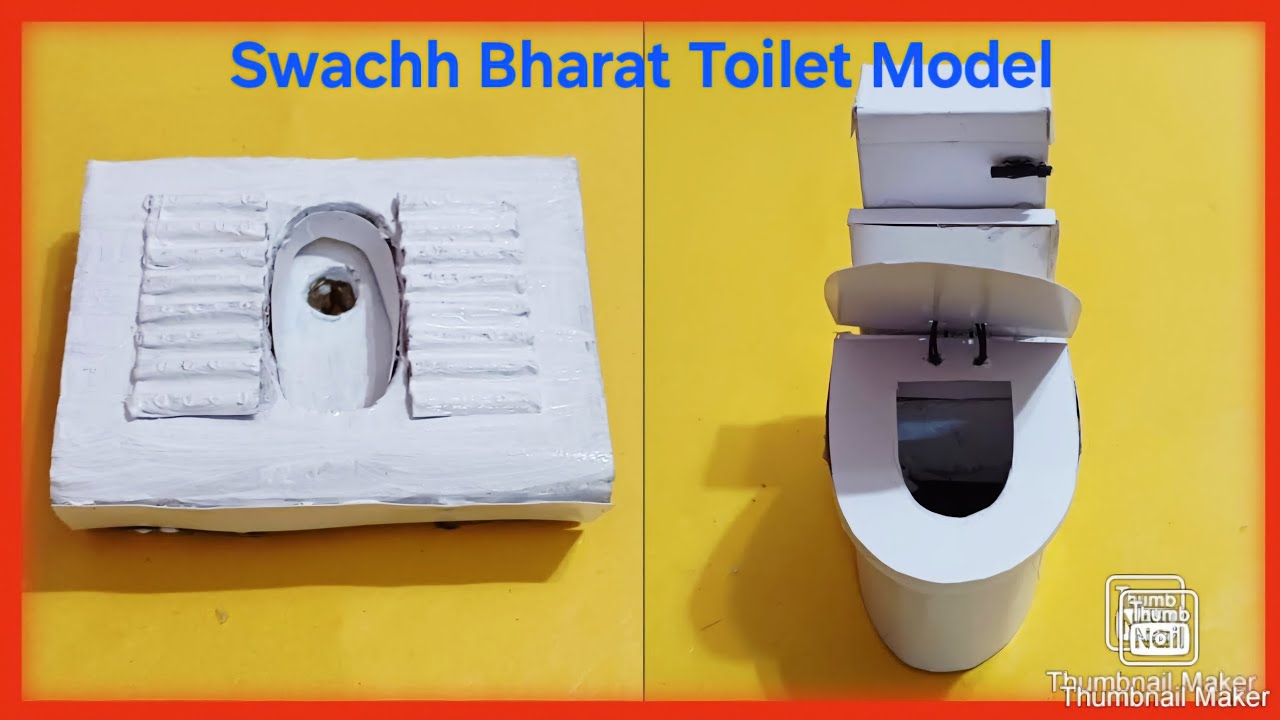 Swachh Bharat toilet model making | Indian Toilet vs  Western Toilet model | Commode making