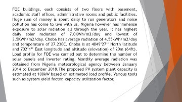 Performance Evaluation of Proposed Grid Connected Solar Photovoltaic System for Engineering Faculty,