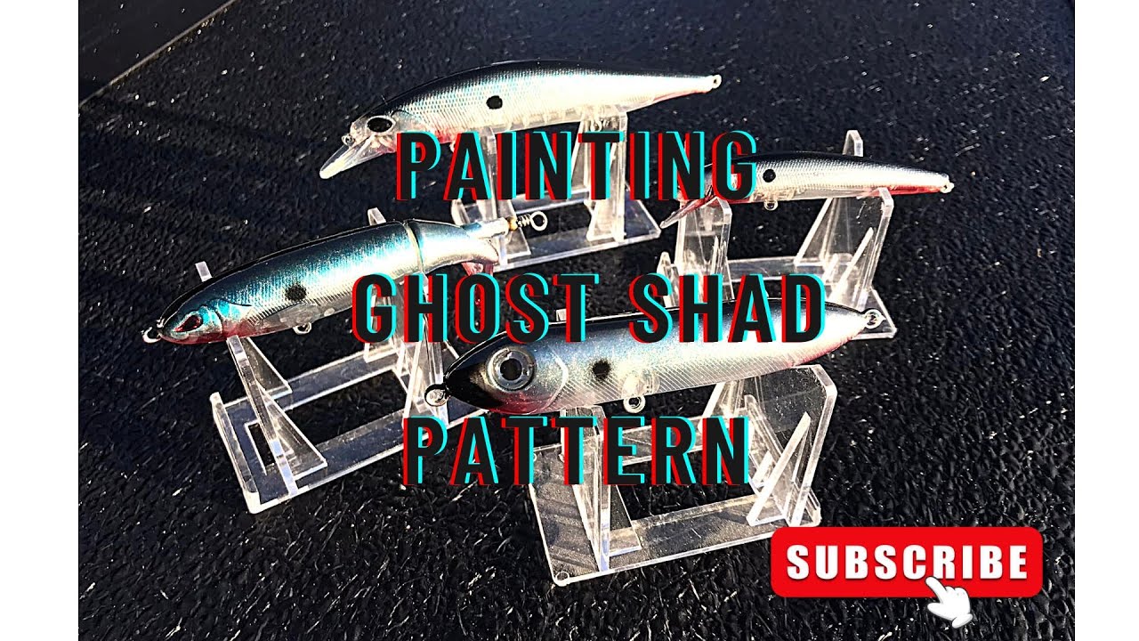 Airbrush Painting the Ghost Shad pattern on a top water spook and some  other baits. 