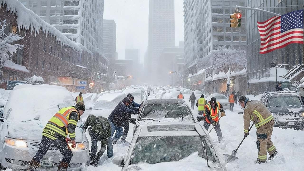 Снежный апокалипсис в Нью-Йорке ❗ Историческая метель засыпала Бруклин метрами снега!