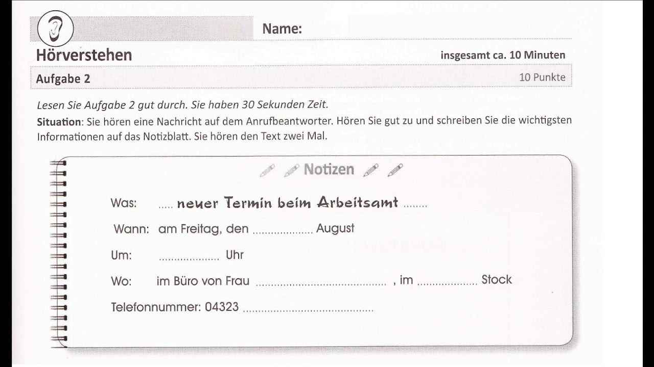 Hörverstehen A1 / ÖSD A1 Modellsatz Nr.4 - YouTube