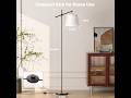 SIBRILLE Floor Lamp with Linen Shade, Dimmable Tall Standing Lamp with Remote Control