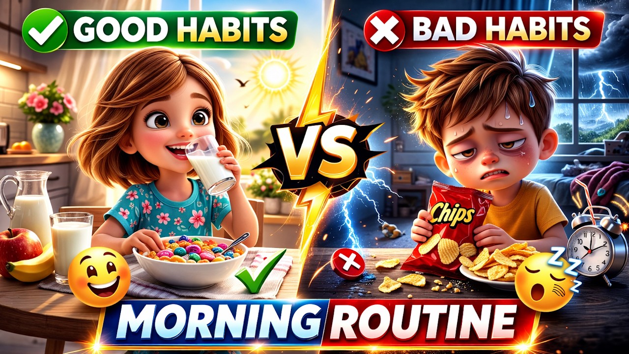 Good Habits vs Bad Habits Morning Routine 🌞 | Kids Moral Story | 