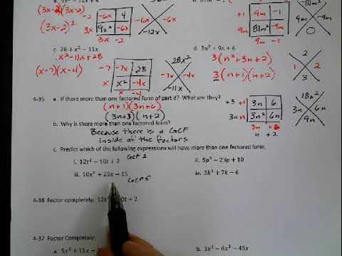 CPM Integrated II Lesson 4.1.4 Factoring Completely - YouTube
