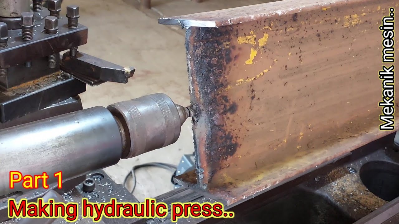 Dangerous lathe technique!! Cutting Hbeam iron with a lathe for making