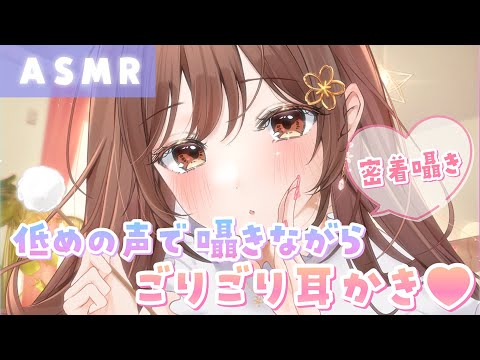 【ASMR】低めの声で囁きながら、ごりごりっ…💜音圧強めの耳かき[Cleaning the ears while whispering in a low voice]