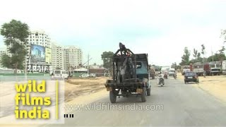 Concrete pipes on the roadside in Gurgaon