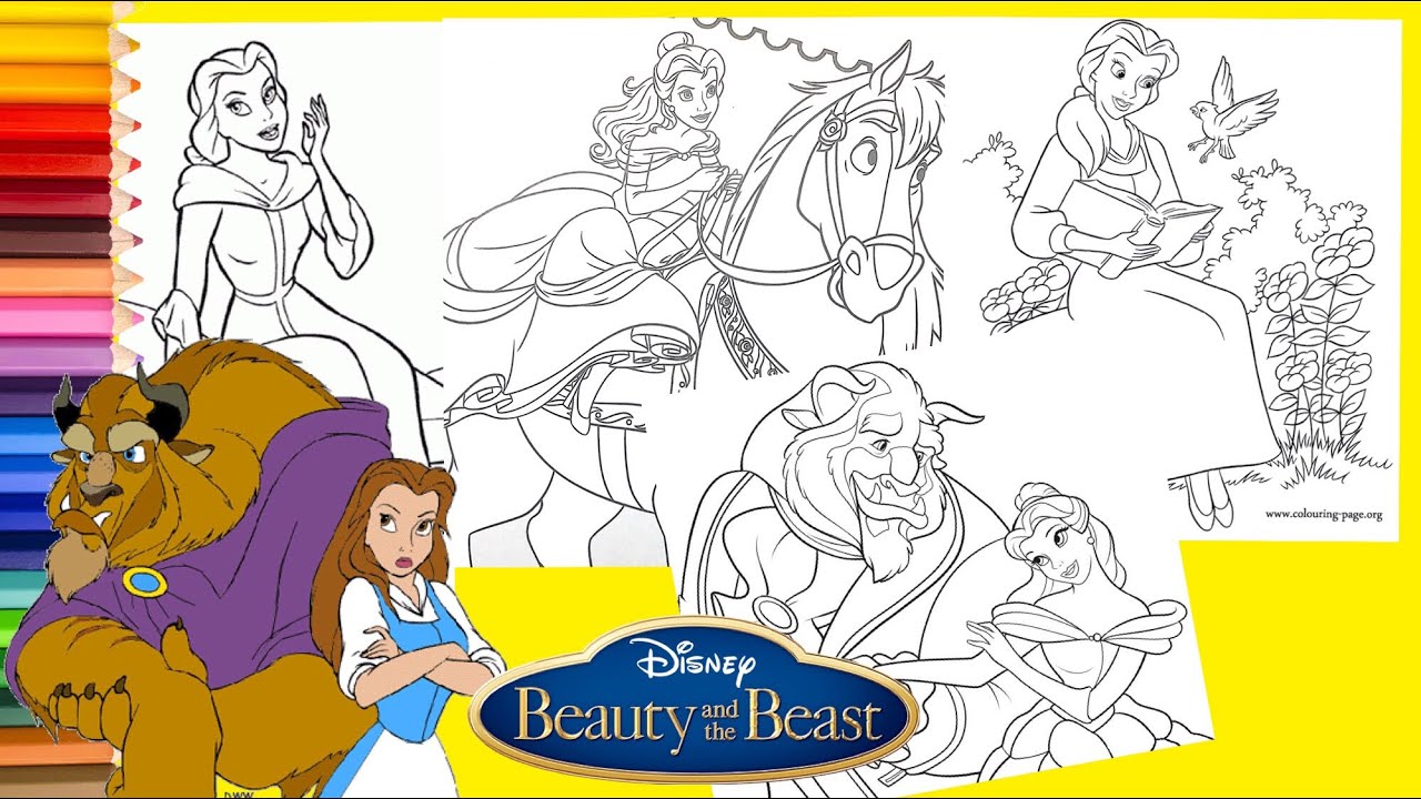 Disney Beauty And The Beast Princess Belle Coloring Pages For Kids Youtube