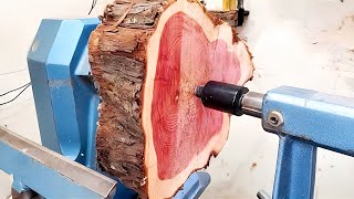 Woodturning - Red Triangle 巨大なハム?を旋盤でモノづくり