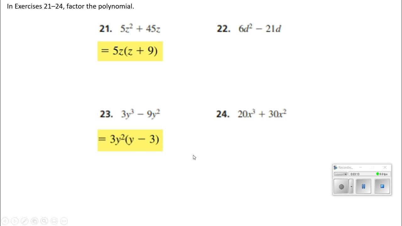home work video for lesson 7 4; Solving Polynomial Equations in ...