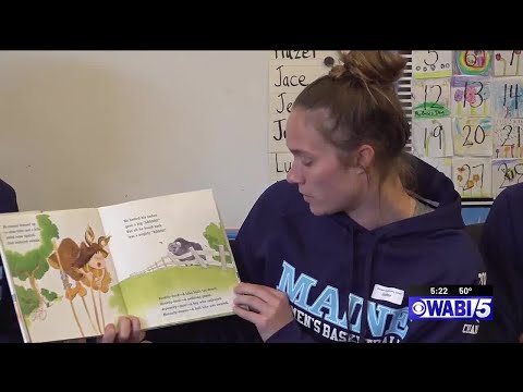UMaine Women's Basketball players visit Brewer Community School