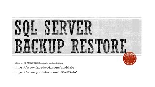Part 7 Backup and Restore
