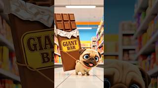 🍫🐾 Why Did This Cute Pug Buy a Giant Chocolate Bar? The Ending Will Melt Your Heart! 💖 #pug #shorts