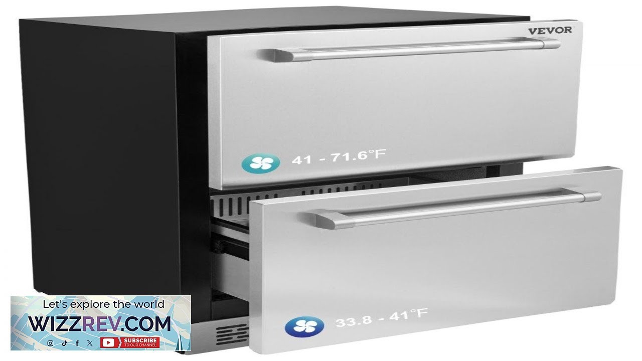 VEVOR 24" Undercounter Refrigerator 2 Drawer Wine Refrigerator with Different Temperature