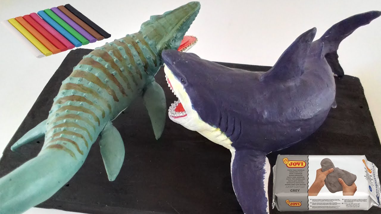 MEGALODON(THE MEG) VS MOSASAURUS(JURASSIC WORLD REBIRTH) WITH CLAY/PLASTILINA.
