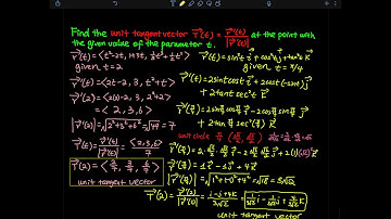 13.2 Part 2: Find the unit tangent vector at the point with the given value of the parameter t | Cal