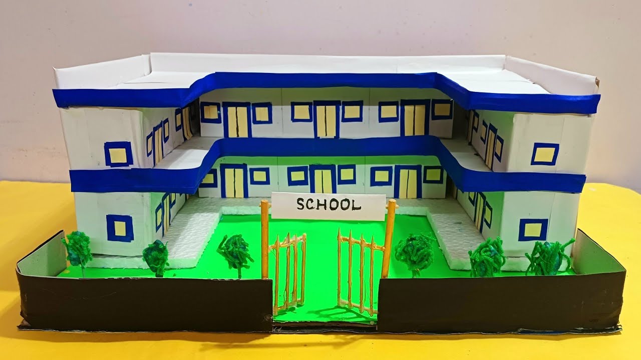 school building model making using cardboard | Cardboard School Model ...