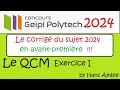 Corrig du concours geipi polytech  2024 maths  qcm exercice i 