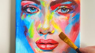 Using Abstract Colours in Portrait Painting / Acrylic Tutorial