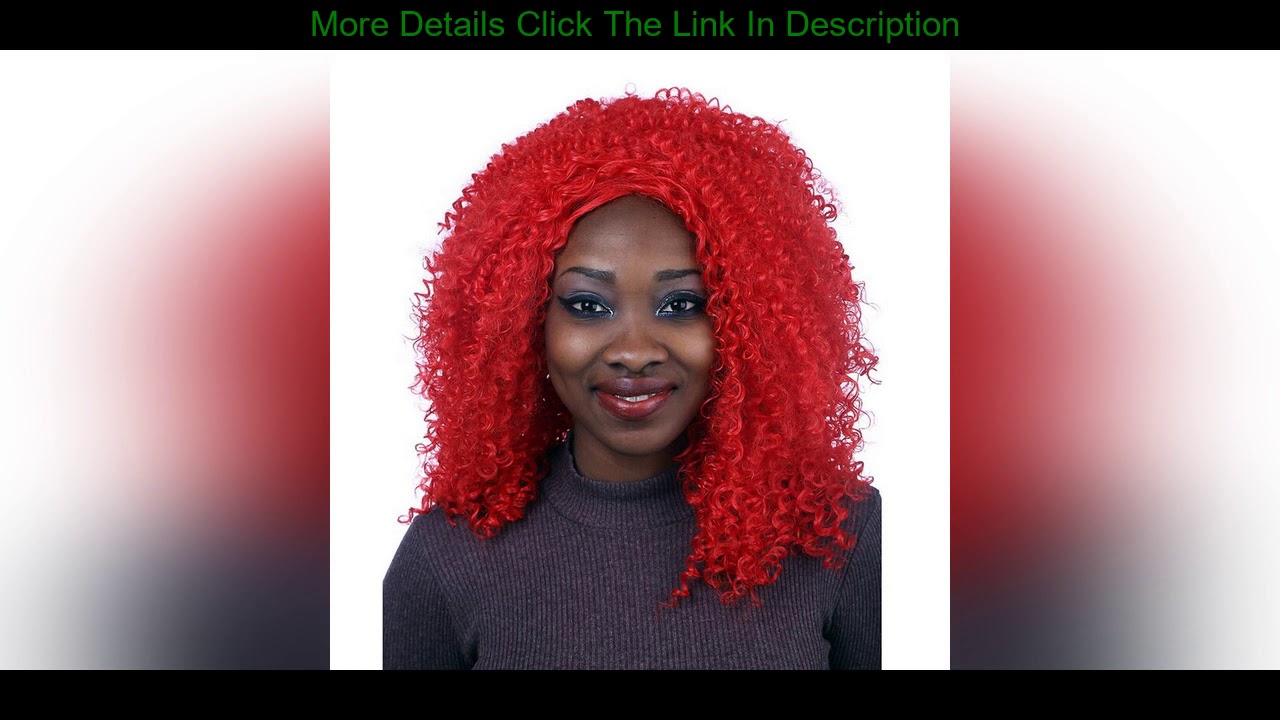 Review Yiyaobess 40cm Black Red Party Wig For Women Synthetic African American Medium Long Curly Wi