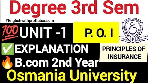 💯 Principles of Insurance Unit 1🔥Full Explanation 📖|Easy📒Notes for✅ Degree 3rd Sem|OU 🏛️ #3rdsem 