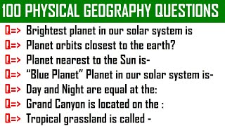 100 Physical Geography Quiz | Geography GK | Geography Quiz | Geography Trivia | MCQ Quiz Questions