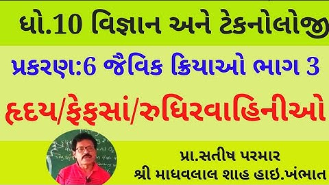 Std 10 Science ch 6 (જૈવિક ક્રિયાઓ),હૃદય/ફેફસાં/રુધિરવાહિનીઓ NCERT Course in gujarati