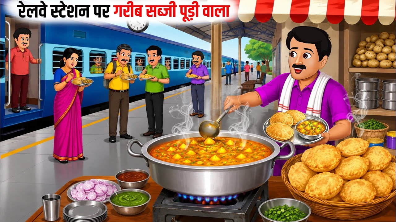 रेलवे स्टेशन पर गरीब सब्जी पूड़ी वाला | Railway Station Par Garib Sabji Poodi Wala | hindi stories