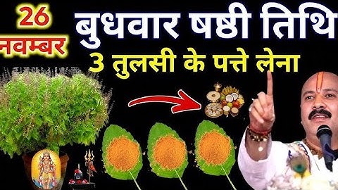 26 नवंबर मार्गशीर्ष बुधवार शष्टि तिथि को तिथि को तिथि को ,,3 तीन तुलसी पत्ते वाला उपाय जरूर करें 