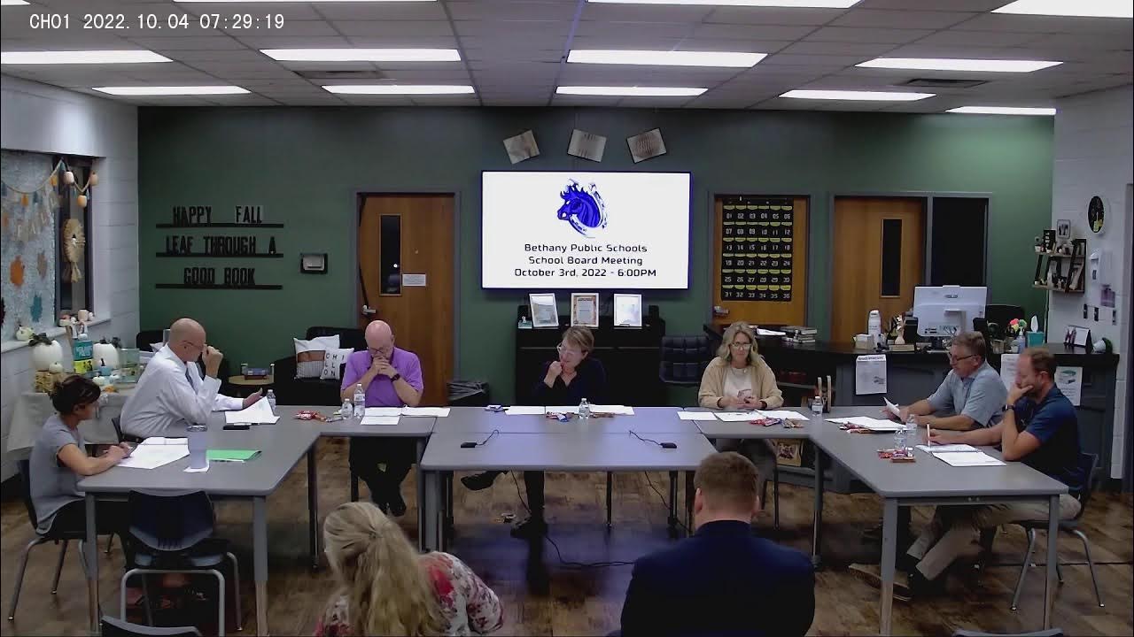 Bethany Public Schools School Board Meeting 10/3/22 YouTube