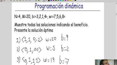 Clase 22-1 Fundamentos de algoritmos (FADA): Programación dinámica VI: Problema mochila