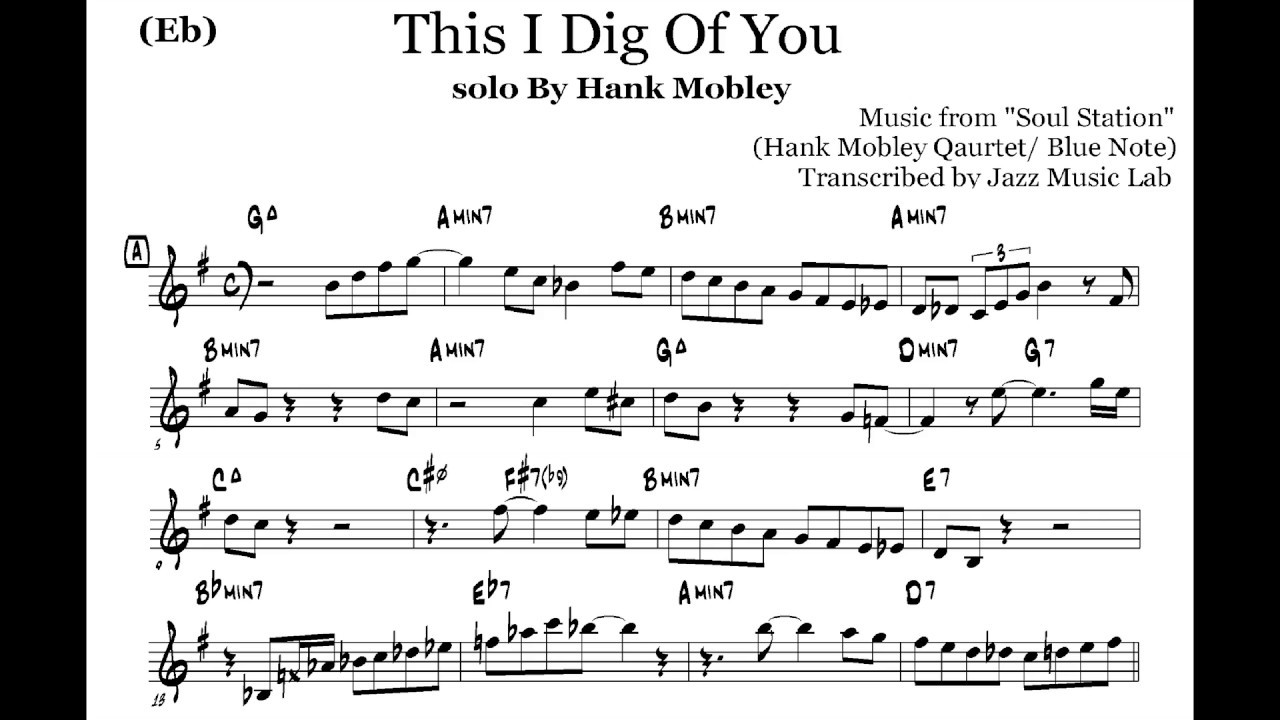 This I Dig Of You Lead Sheet (Eb) Transcription of Hank Mobley's Solo on This I Dig Of You - YouTube