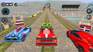 GAME MOBIL BALAP MULTIPLAYER ! - Impossible Car Tracks 3D - RED Sport Car  Stunts Multiplayer Mode screenshot 2