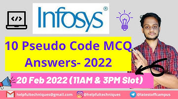 IMPORTANT: Infosys (20 Feb 2022) Solved Pseudo Code MCQ - 2022 | Infosys Pseudocode Questions 2022.