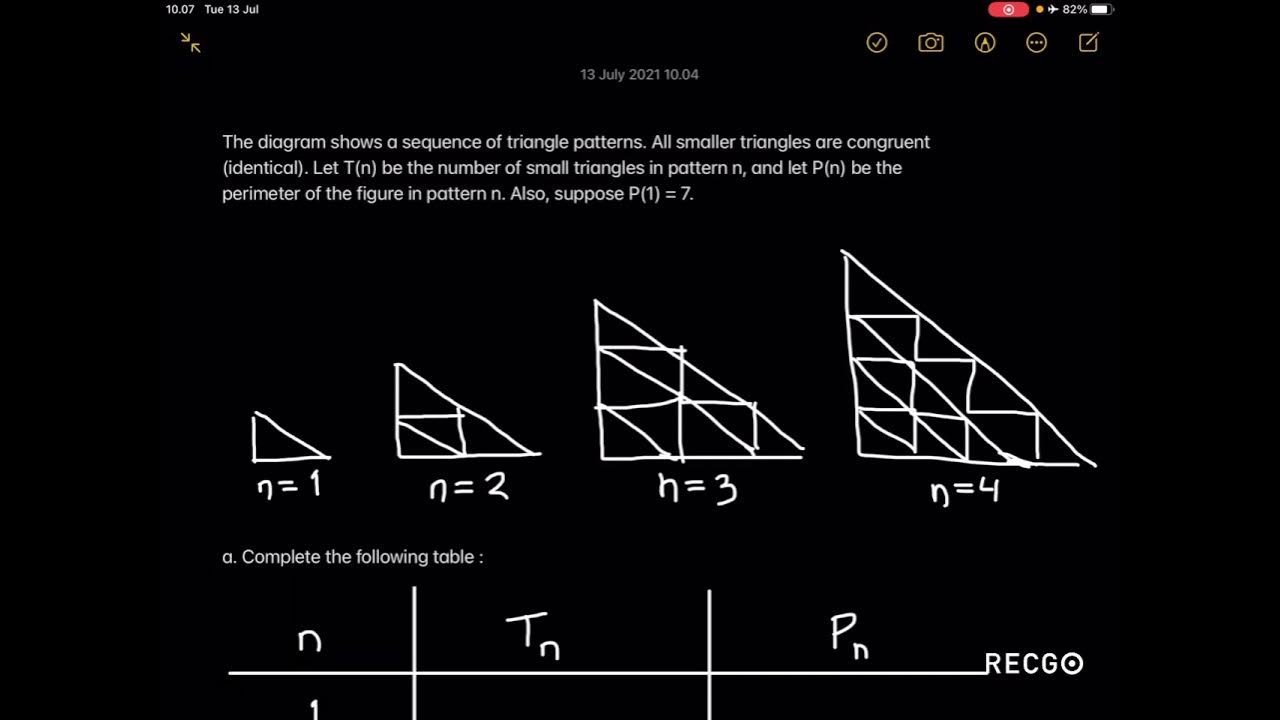 Number Patterns and Sequences #9 (ex. 9 - a triangle pattern!) - YouTube