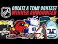 Nhl create a team contest winner announced