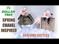 DIY DOLLAR TREE CHANEL PERFUME BOTTLES | SPRING PINK PEACH PEARLS