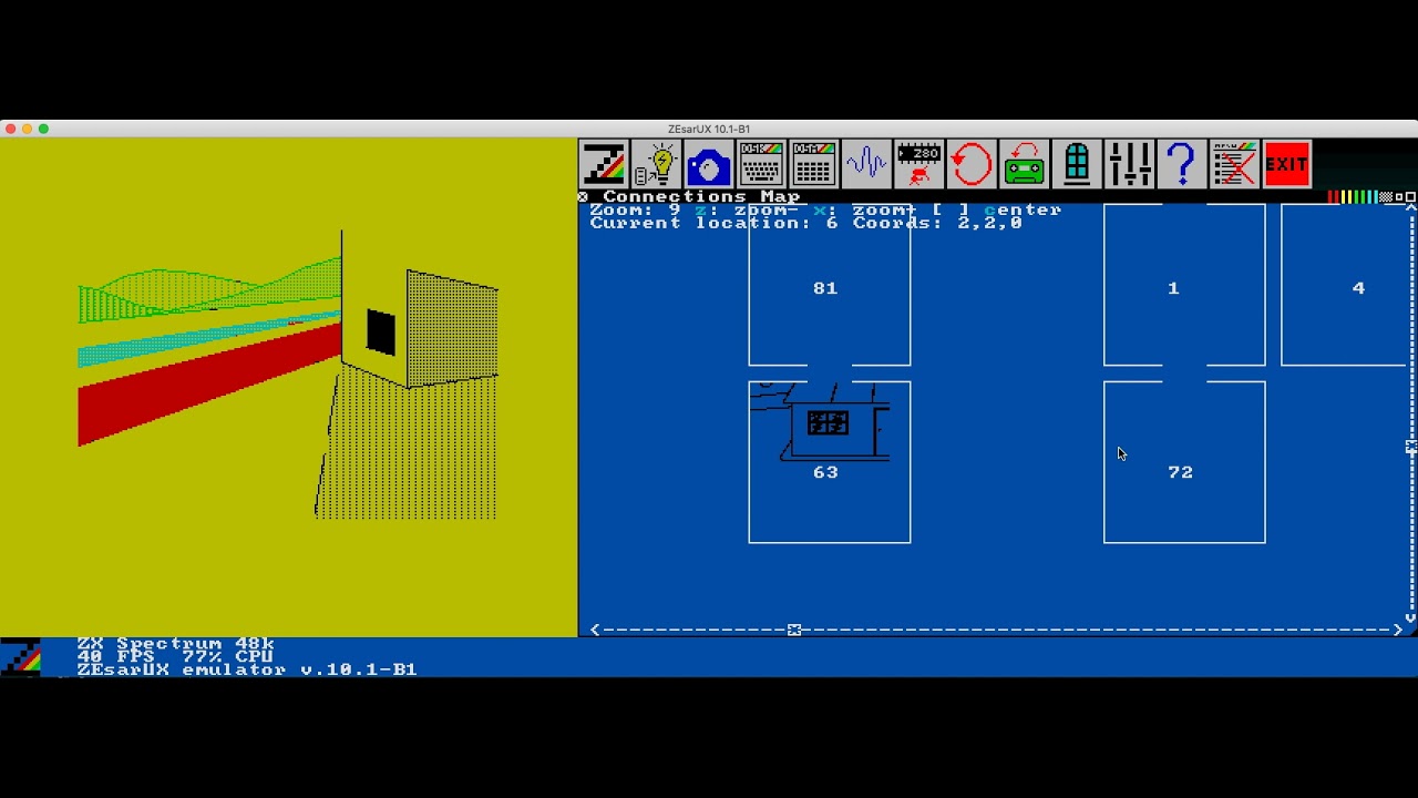ZEsarUX emulator - Text Adventure Map